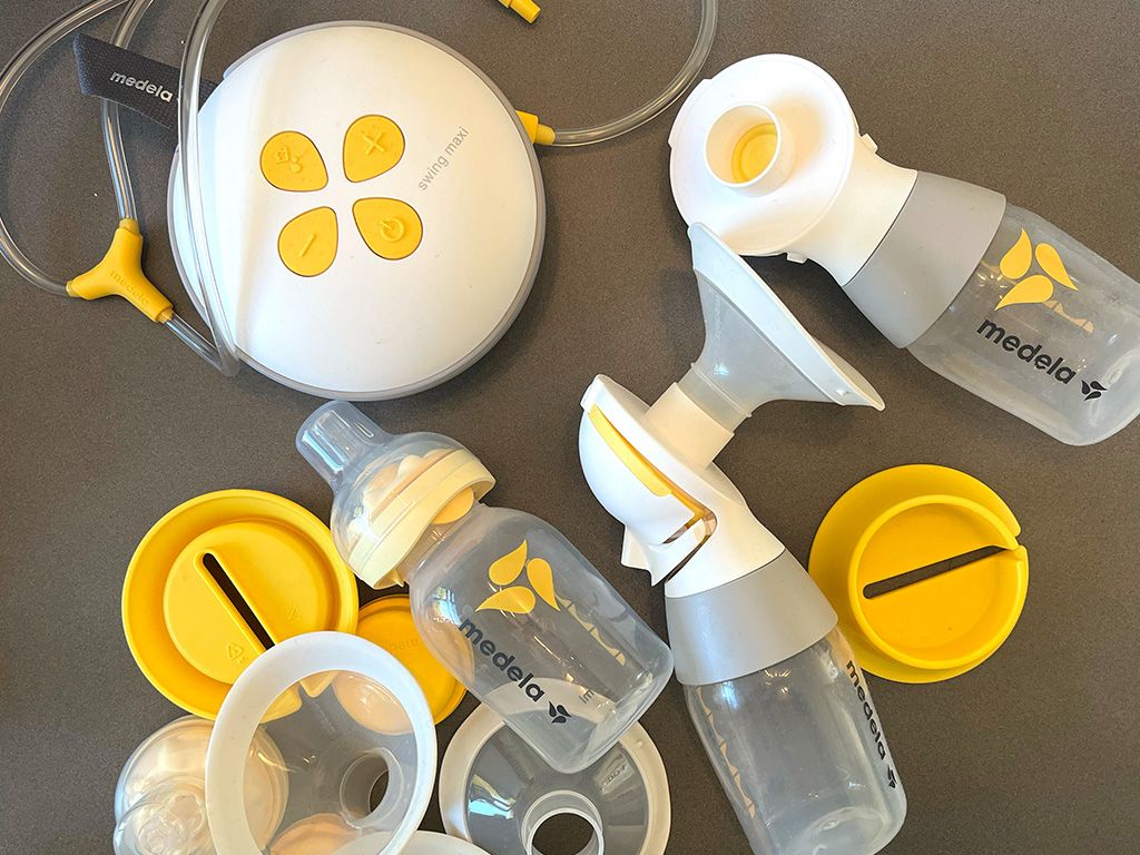 Breast pumps and bottles

